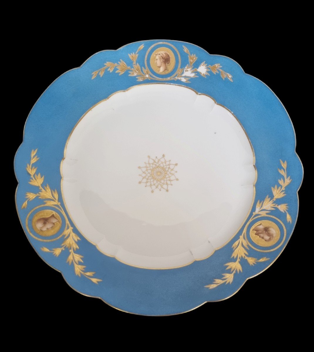 PAIRE D'ASSIETTES EN PORCELAINE DE SEVRES EPOQUE NAPOLEON III-photo-3