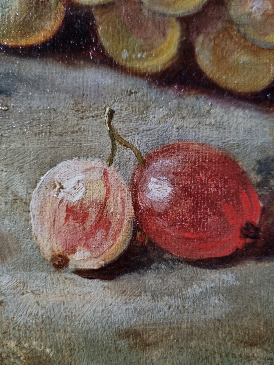 NATURE MORTE AUX FRUITS HUILE SUR TOILE EPOQUE XIXe-photo-4