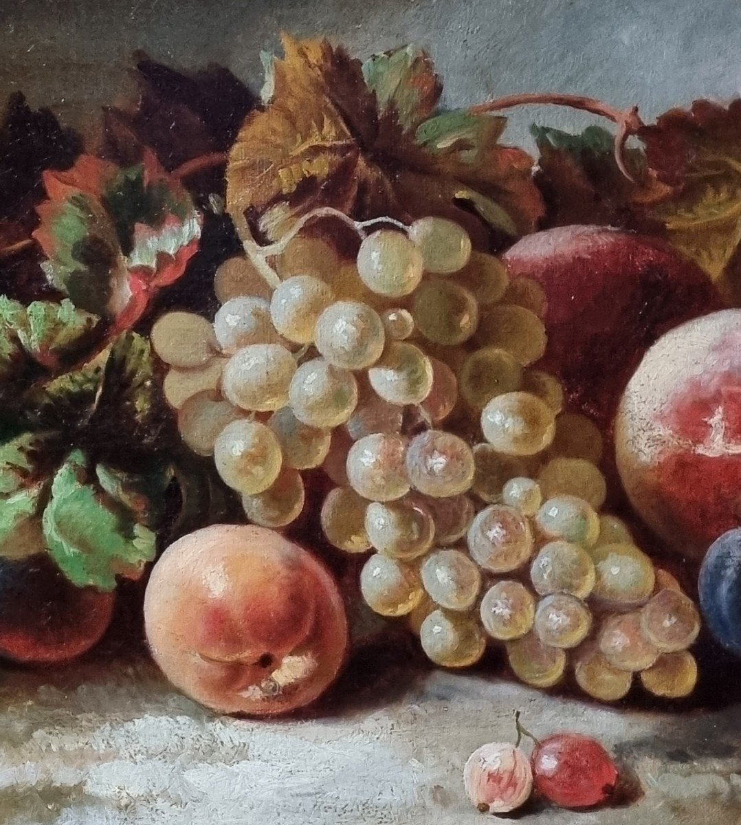 NATURE MORTE AUX FRUITS HUILE SUR TOILE EPOQUE XIXe-photo-4
