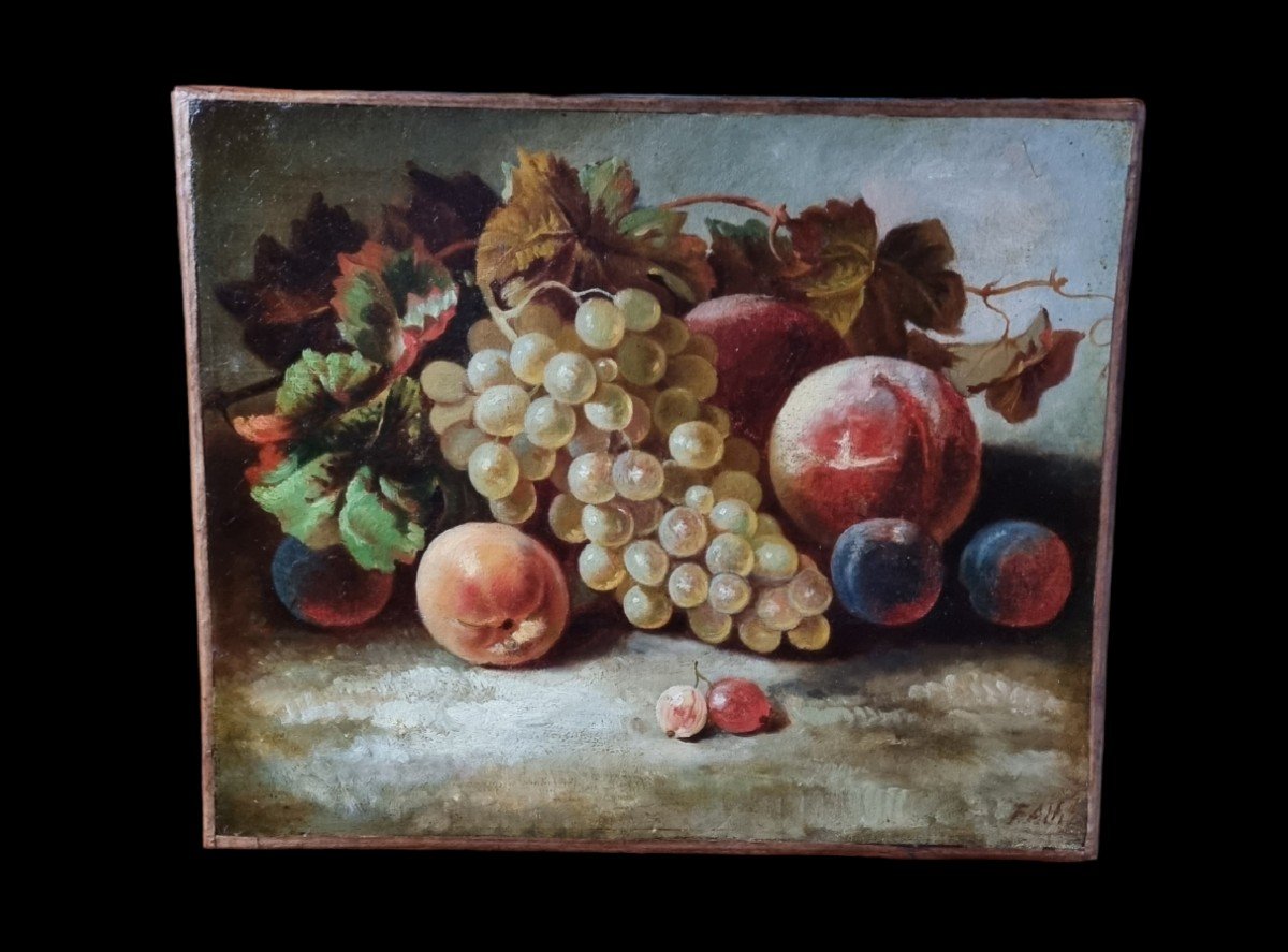 NATURE MORTE AUX FRUITS HUILE SUR TOILE EPOQUE XIXe