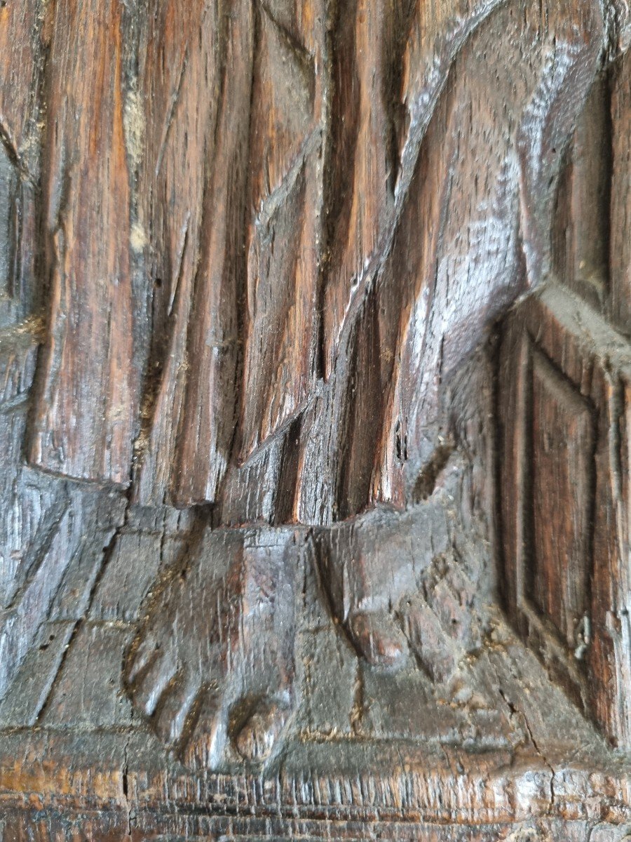 Saint Pierre Sculpted Wooden Panel Bas Relief Haute-epoque XVIth-photo-4