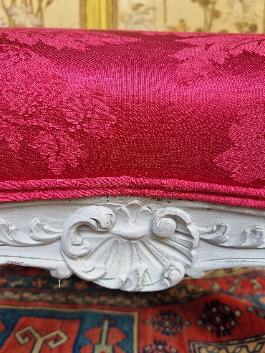 Ottoman Stool Louis XV Style Pouf End Settee-photo-2