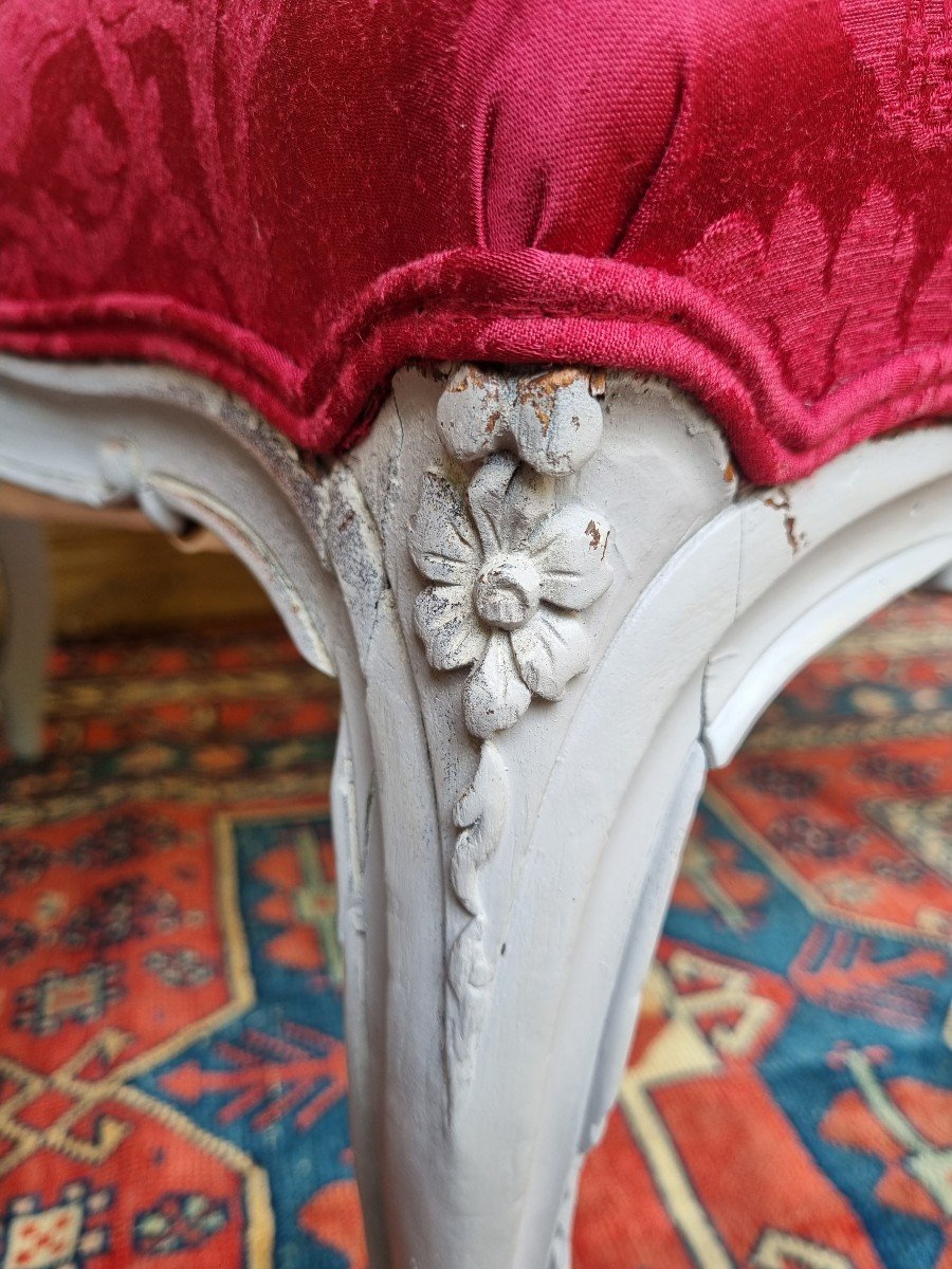 Ottoman Stool Louis XV Style Pouf End Settee-photo-7