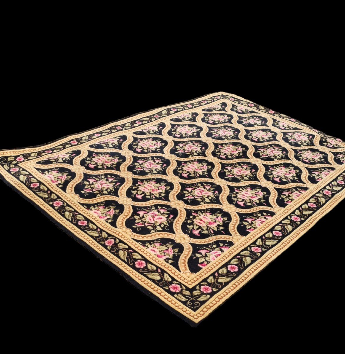 Wool Carpet Napoleon III Style Type Braquenié Or Real Fabrica De Tapices-photo-3
