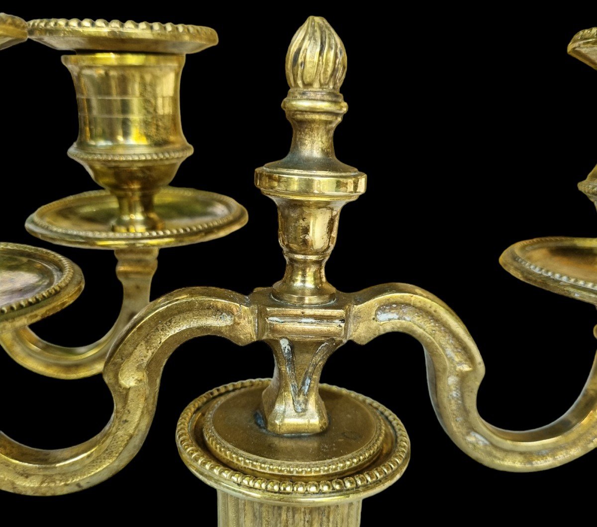 Pair Of Toilet Candlesticks Or Gilt Bronze Table Bends, Louis XVI Style, Period XIX-photo-1