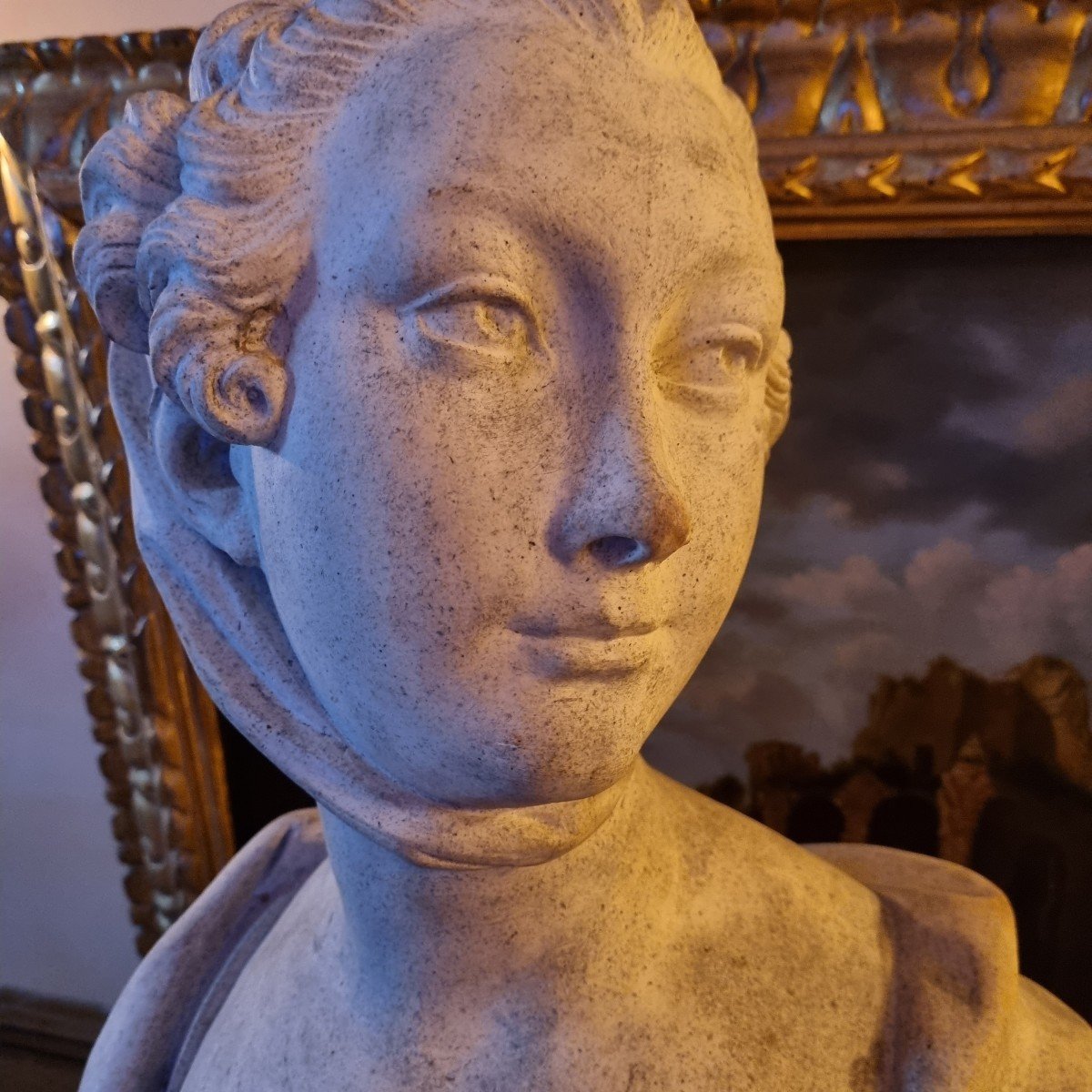 Sandstone Bust Of Madame De Pompadour Jeanne Antoinette Poison Marquise, Late 19th C.-photo-2