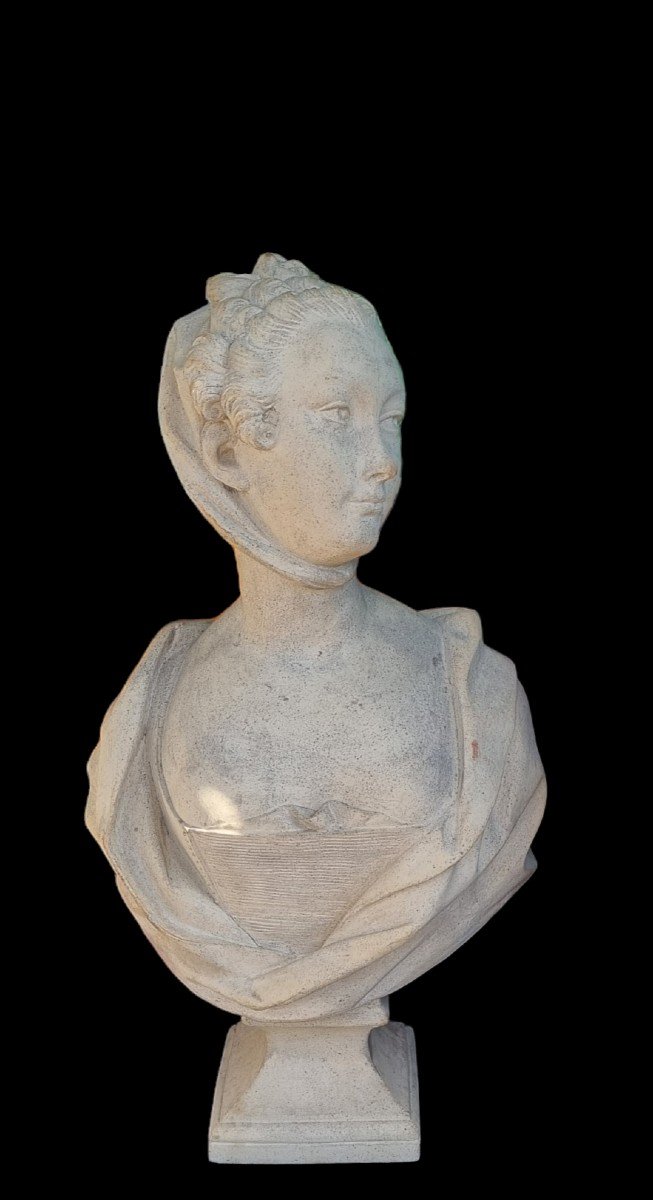 Sandstone Bust Of Madame De Pompadour Jeanne Antoinette Poison Marquise, Late 19th C.-photo-4
