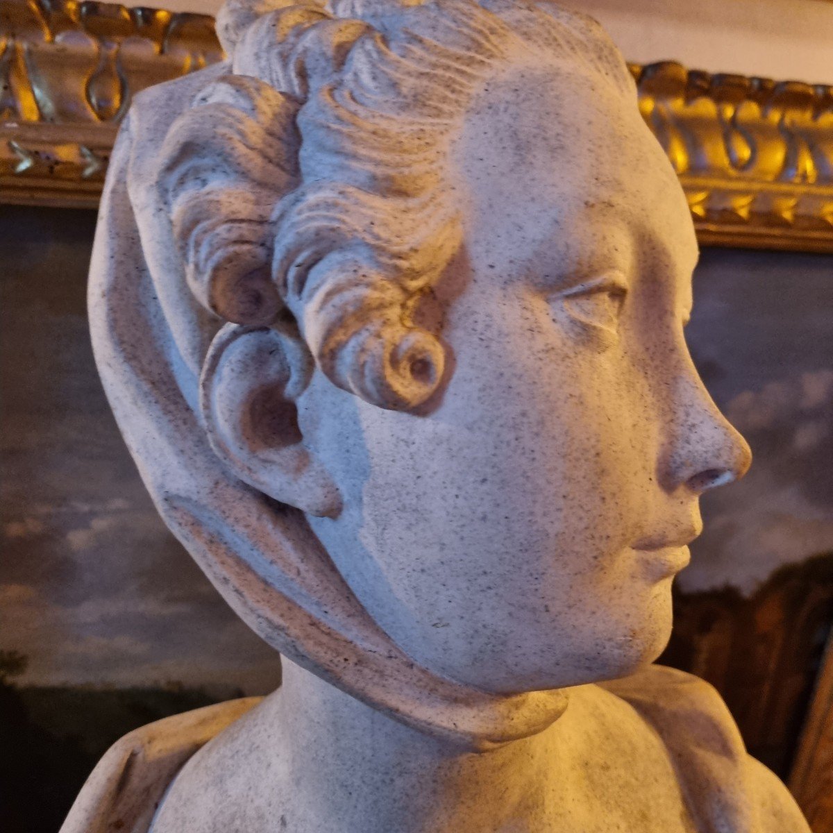 Sandstone Bust Of Madame De Pompadour Jeanne Antoinette Poison Marquise, Late 19th C.-photo-3