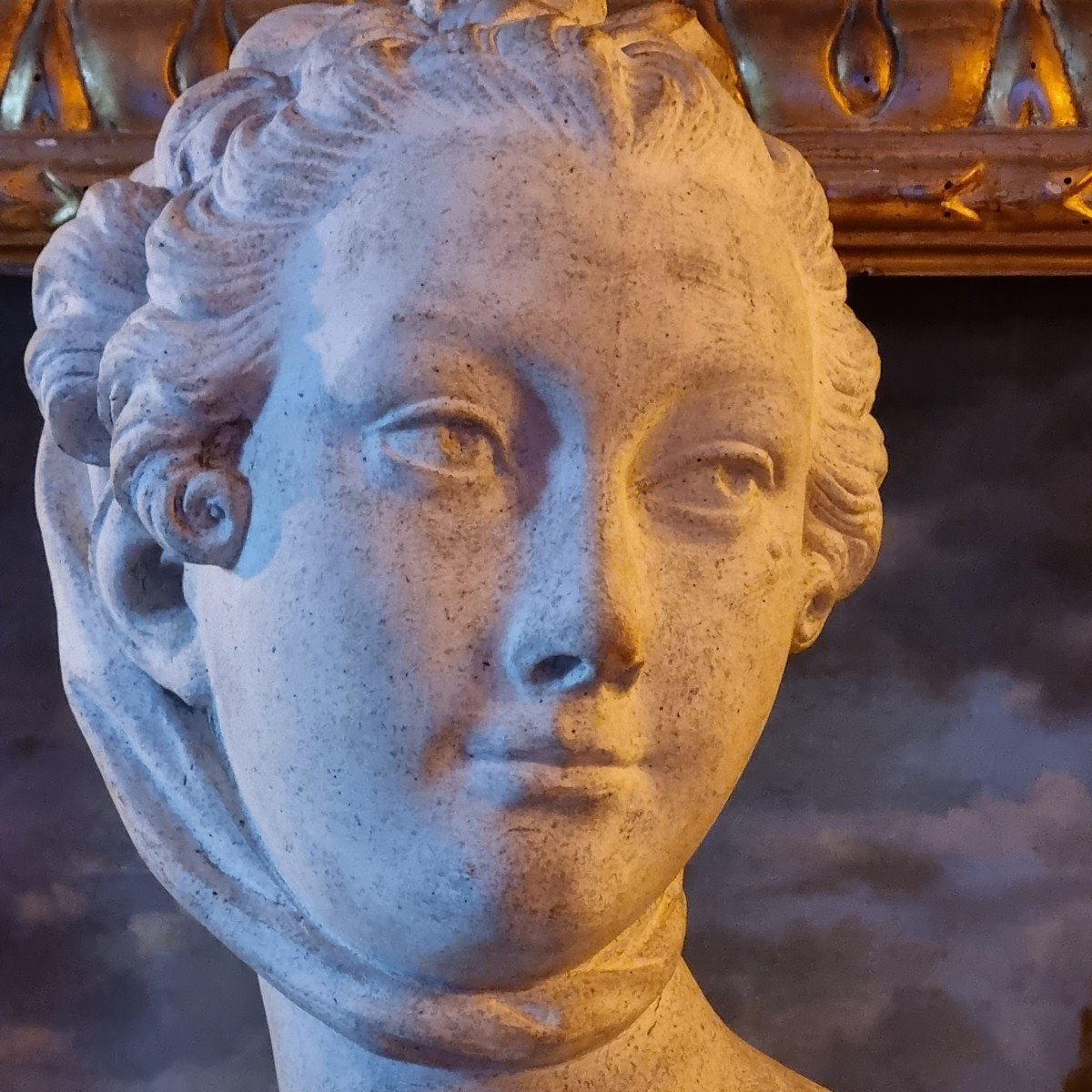 Sandstone Bust Of Madame De Pompadour Jeanne Antoinette Poison Marquise, Late 19th C.-photo-4