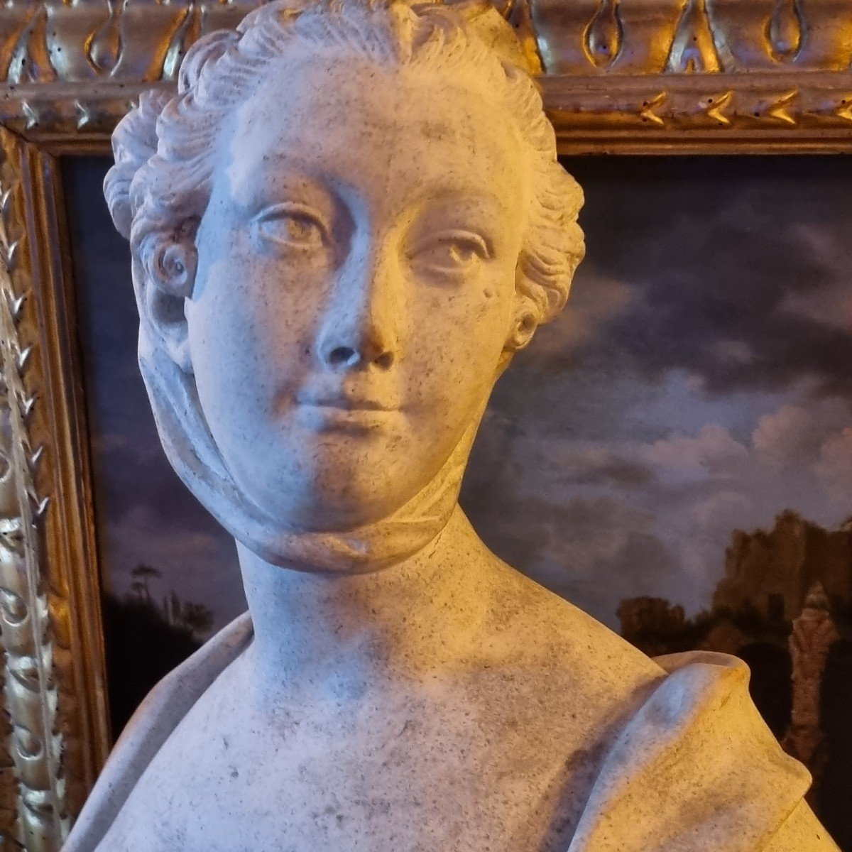 Sandstone Bust Of Madame De Pompadour Jeanne Antoinette Poison Marquise, Late 19th C.-photo-6