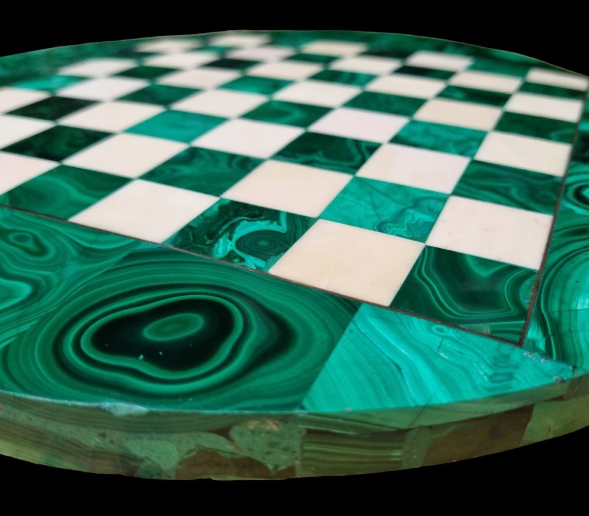 ECHIQUIER EN MALACHITE 31,5 CM -photo-2