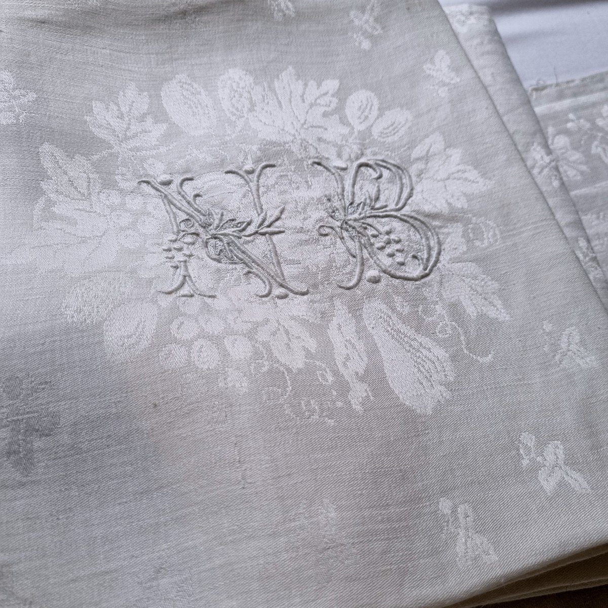 Large Tablecloth Service 400x225 And 8 Napkins Superb Napoleon III Linen Yarn