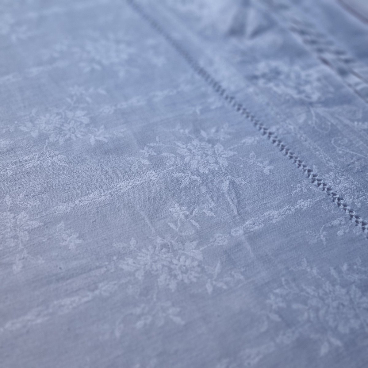Large Damask Linen Tablecloth 430 X 200 Late 19th C.-photo-4