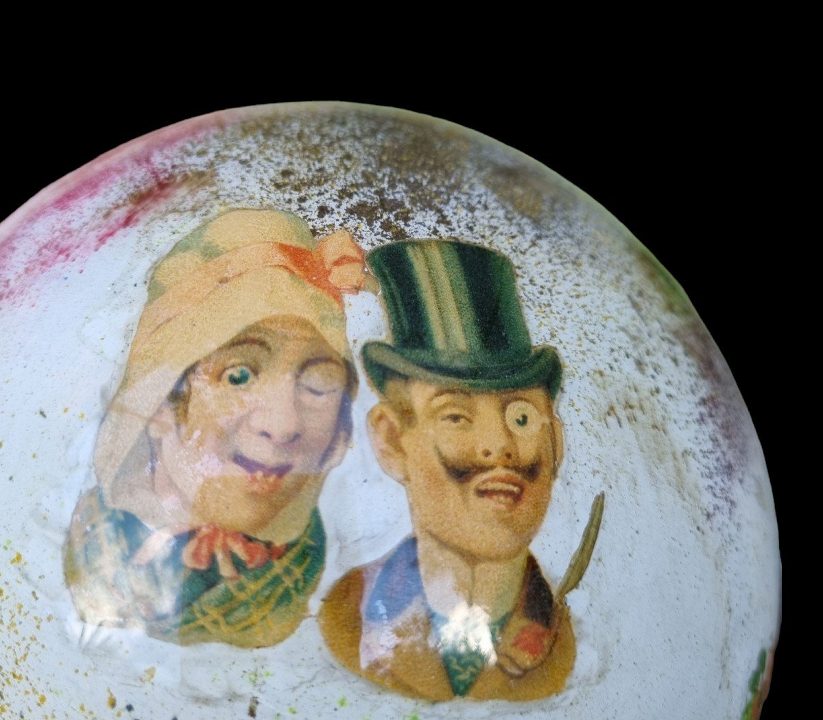 BOULE À PERRUQUE FIN XIXE  CHIEN CHIENS NAPOLÉON III  VERRE SOUFFLÉ-photo-2