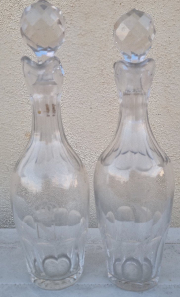 DEUX BURETTES EN CRISTAL AU CHIFFRE DE NAPOLÉON III  CARAFES CARAFON-photo-2