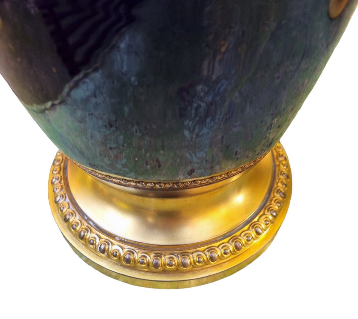 GRAND VASE EN FAIENCE BLEU DE FOUR ET BRONZE CHOISY LE ROI ÉPOQUE NAPOLÉON III  -photo-3