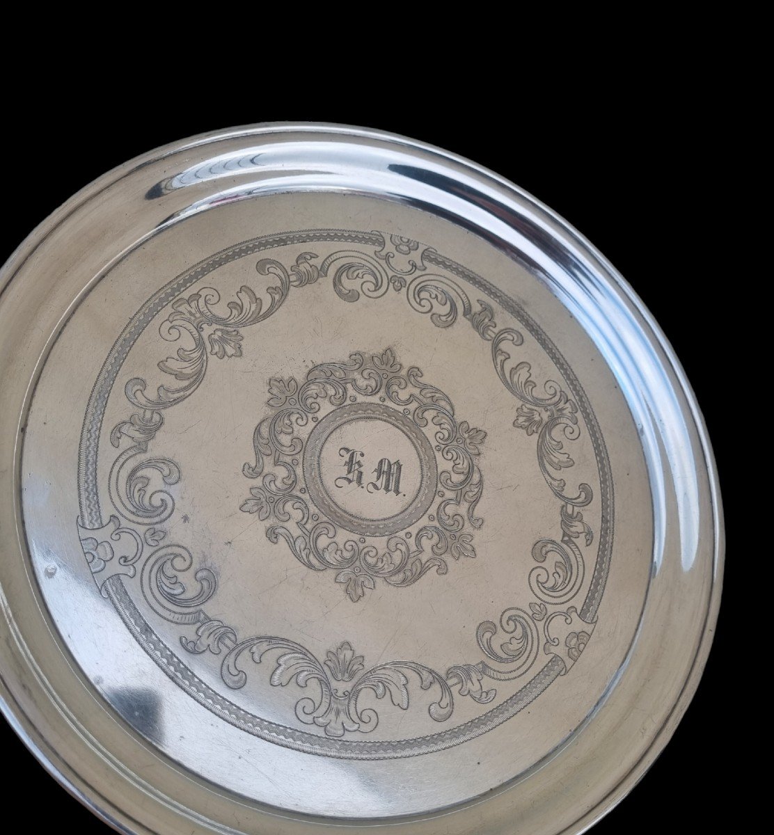 Round Silver Metal Tray Krupp Berndorf 19th-photo-2