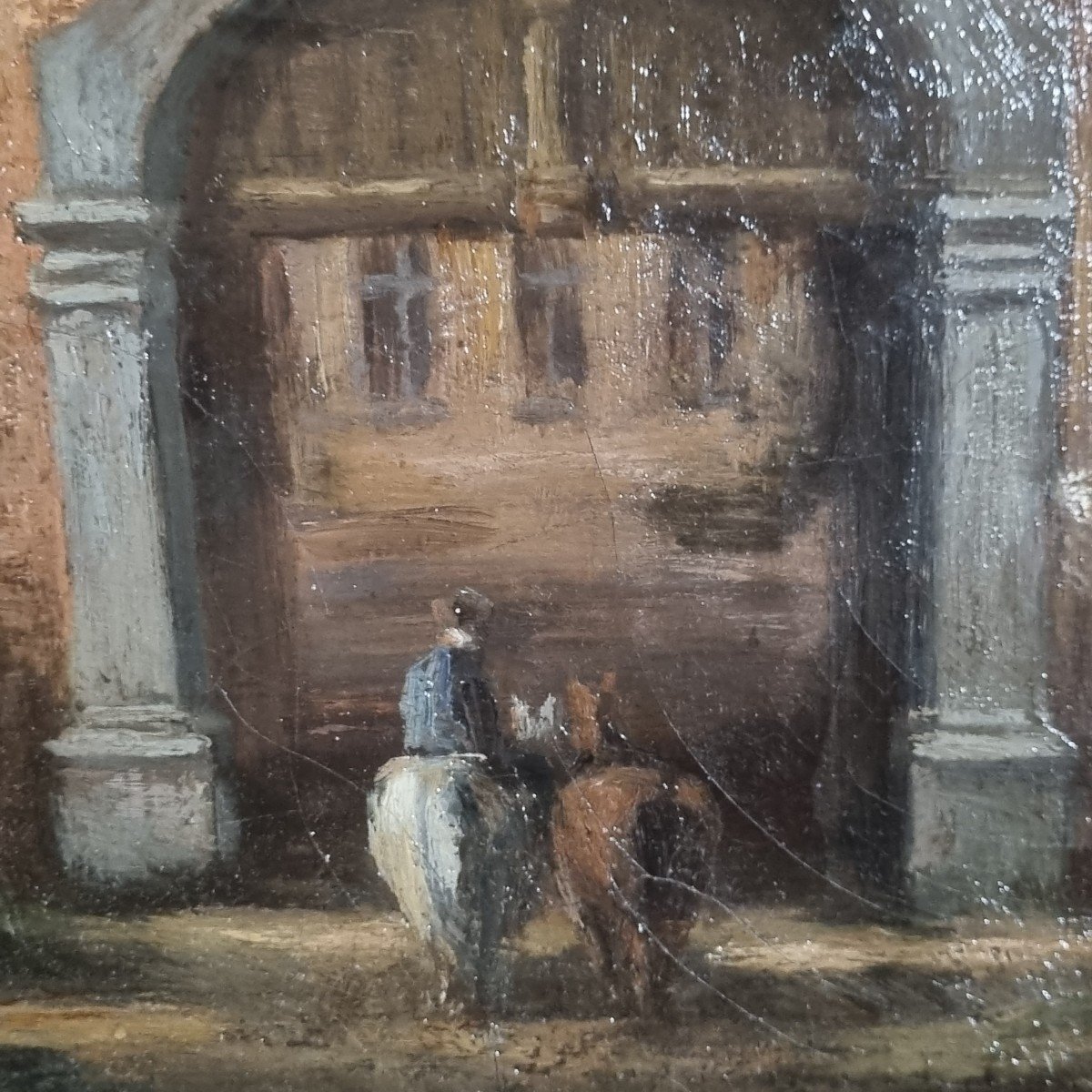 The Entrance To The Castle / Large Oil On Canvas / Belgium / Belgian / Napoleon III Period-photo-5