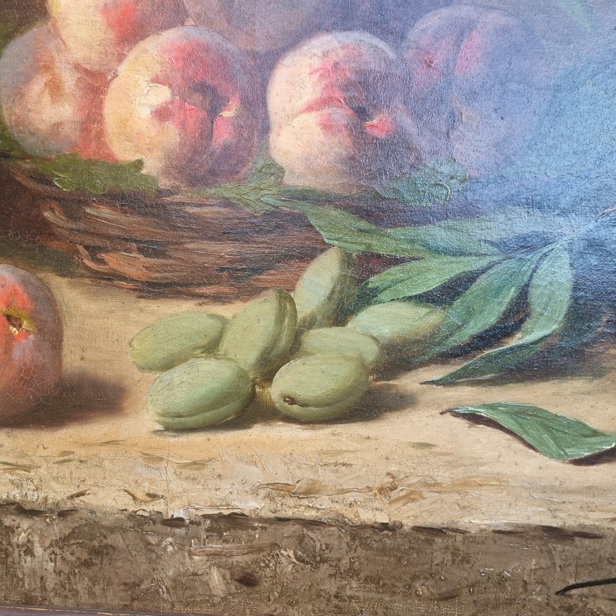 Brunel De Neuville Oil On Canvas Still Life With Fruits-photo-3