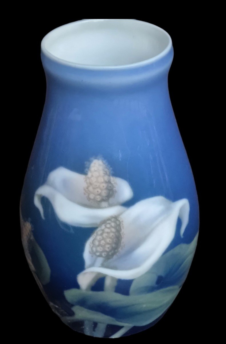 Bing & Brondhal ŕoyal Copenhagen Copenhage Porcelain Vase Floral Decor H.15 Cm-photo-3