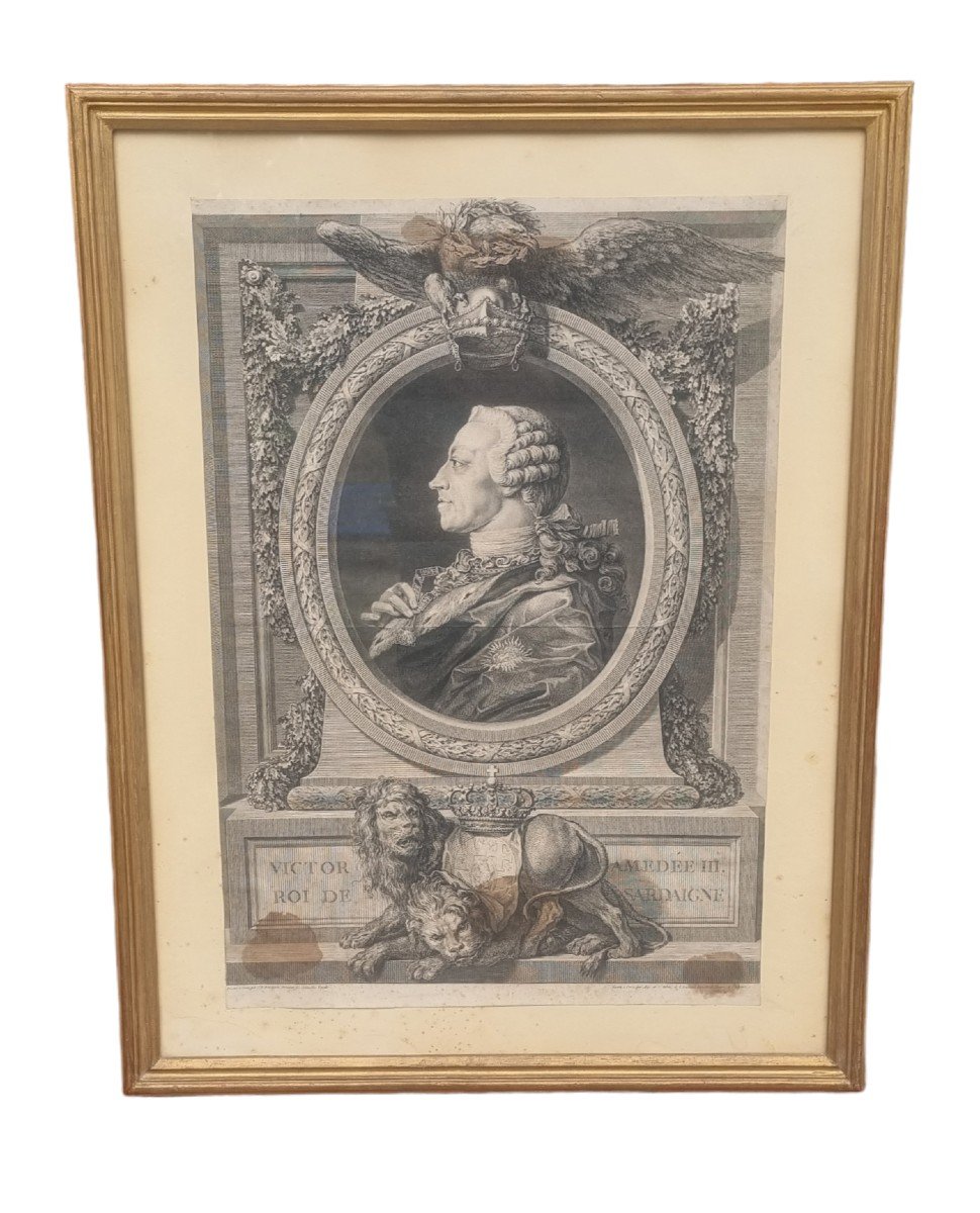 Victor Améðée III King Of Sardinia Engraving Late 18th Royal Italy