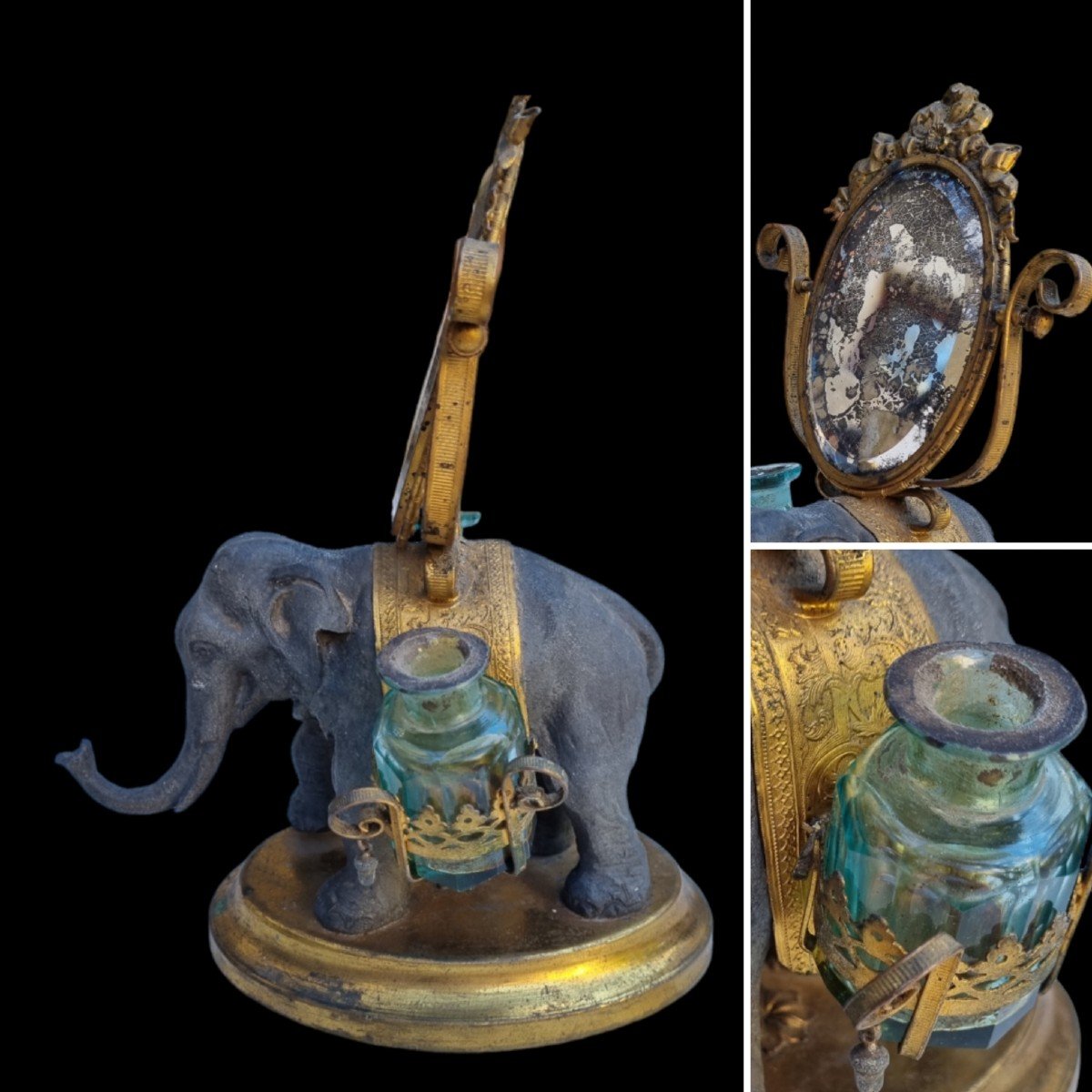 Perfume / Perfume Bottle Holder Elephant Napoleon III Period 