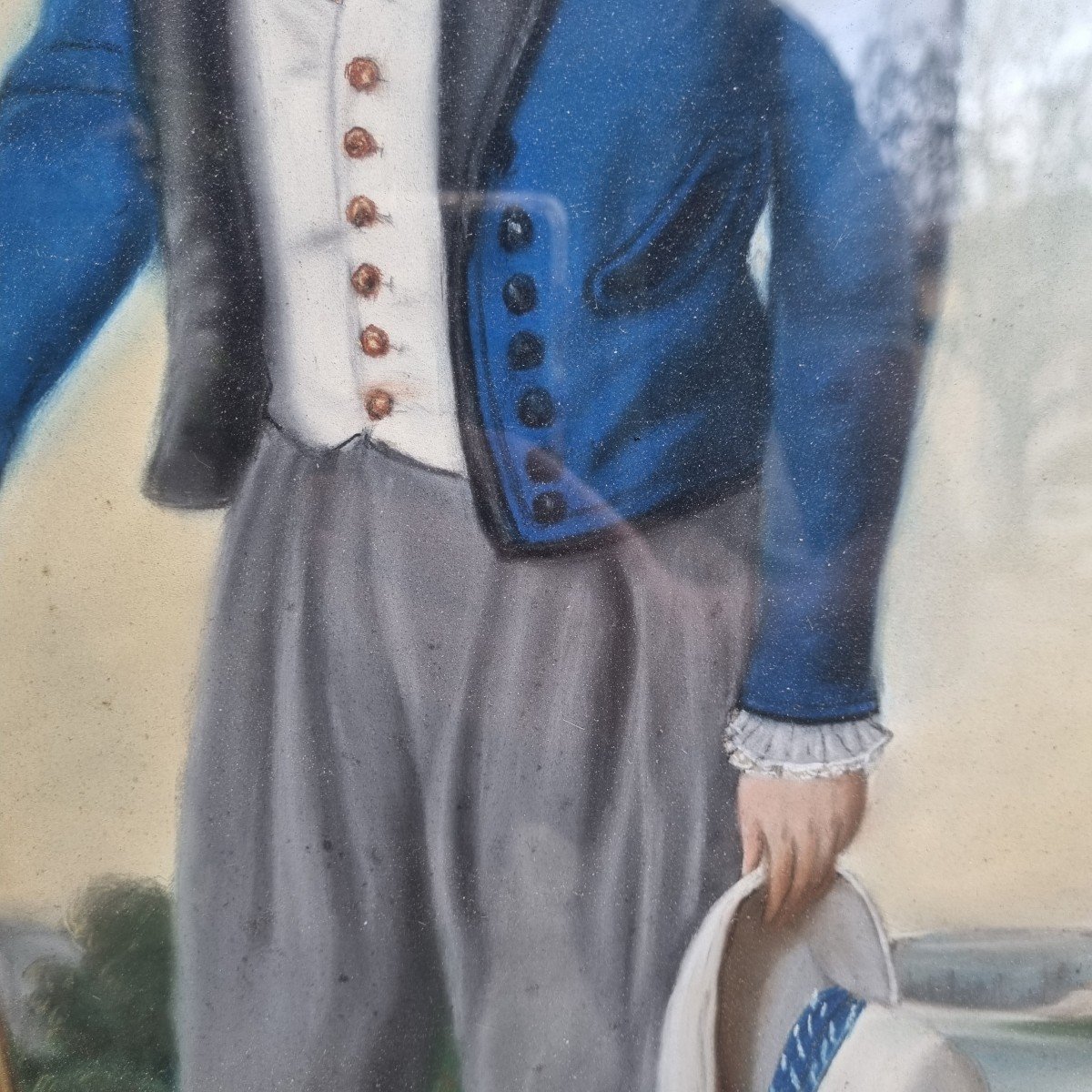 GRAND PASTEL ENFANT  EN PIED PORTRAIT VERS 1840-photo-3