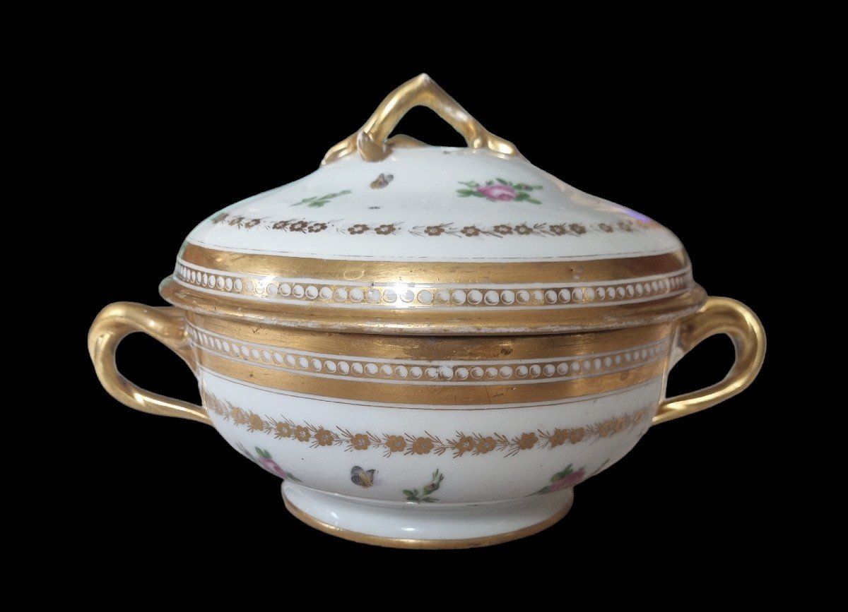 Porcelain Bouillon Bowl Made By Monsieur Clignancourt Louis XVI Paris Period -photo-2