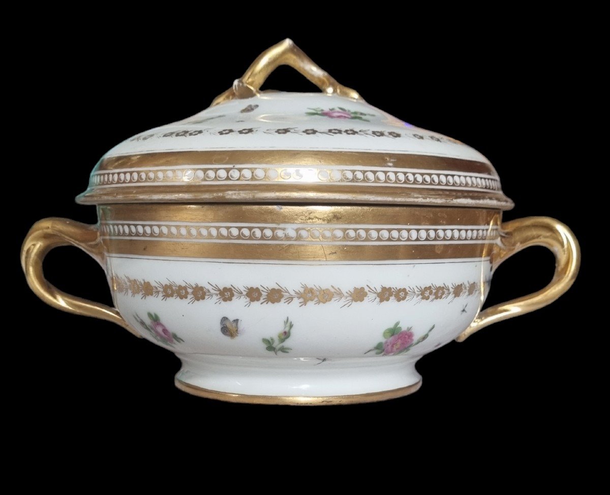 Porcelain Bouillon Bowl Made By Monsieur Clignancourt Louis XVI Paris Period -photo-3