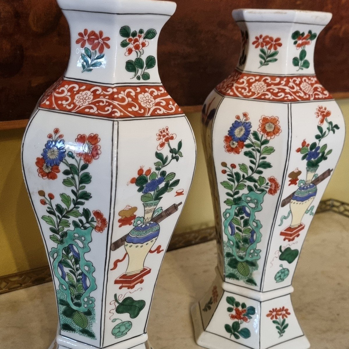 Samson Pair Of Porcelain Vases / Kianlong China -photo-4