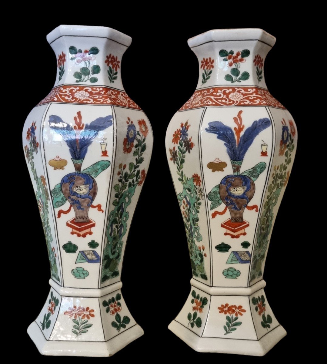 Samson Pair Of Porcelain Vases / Kianlong China 