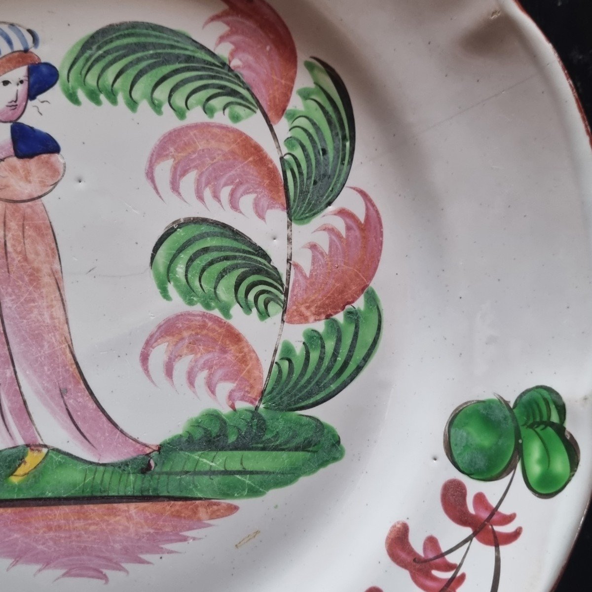 Earthenware Les Islettes Decor Madame Bernard With The Umbrella Early 19th C.-photo-4
