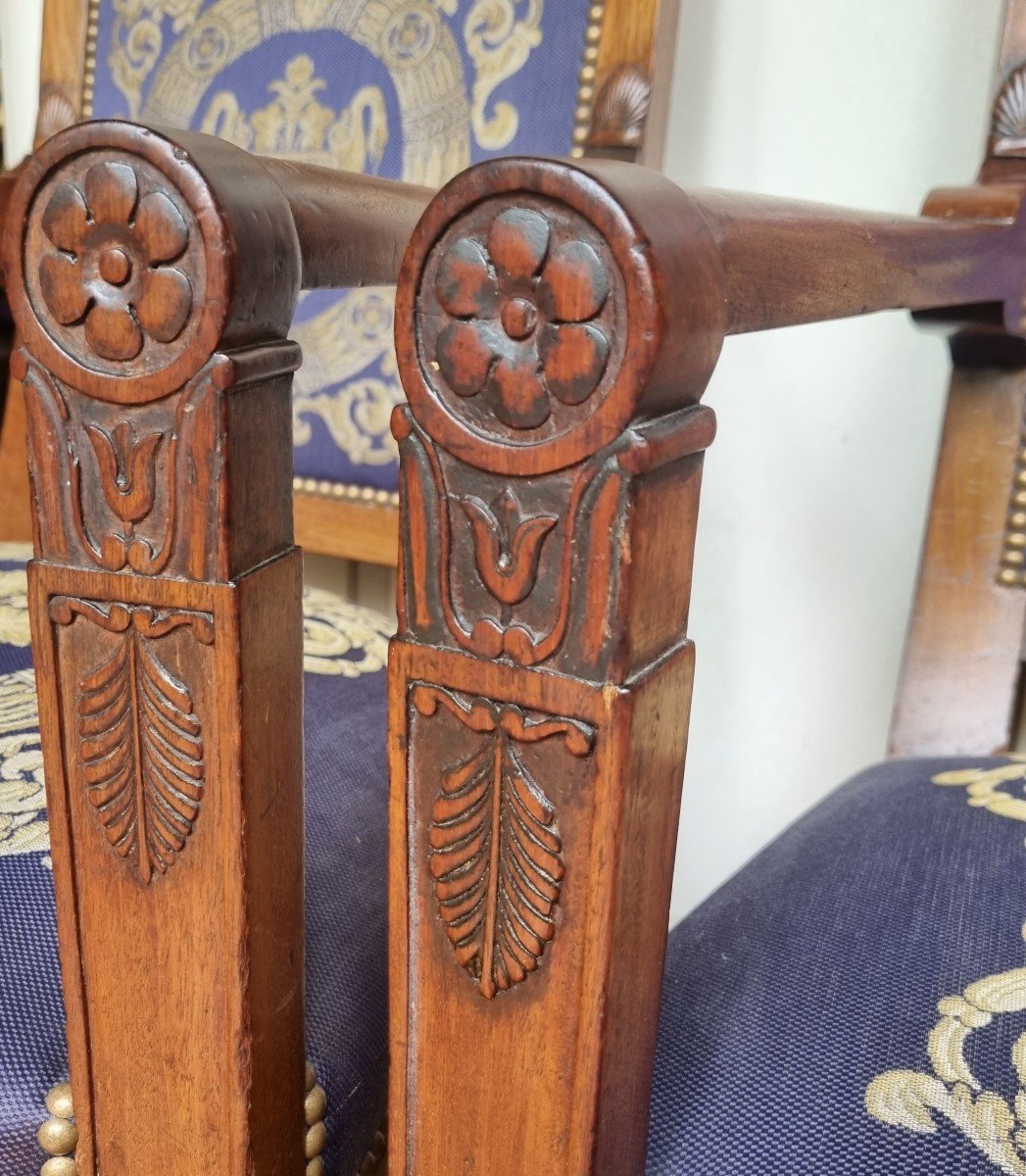 PAIRE DE FAUTEUILS D'APPARAT D'ÉPOQUE CONSULAT EN ACAJOU / EMPIRE -photo-4