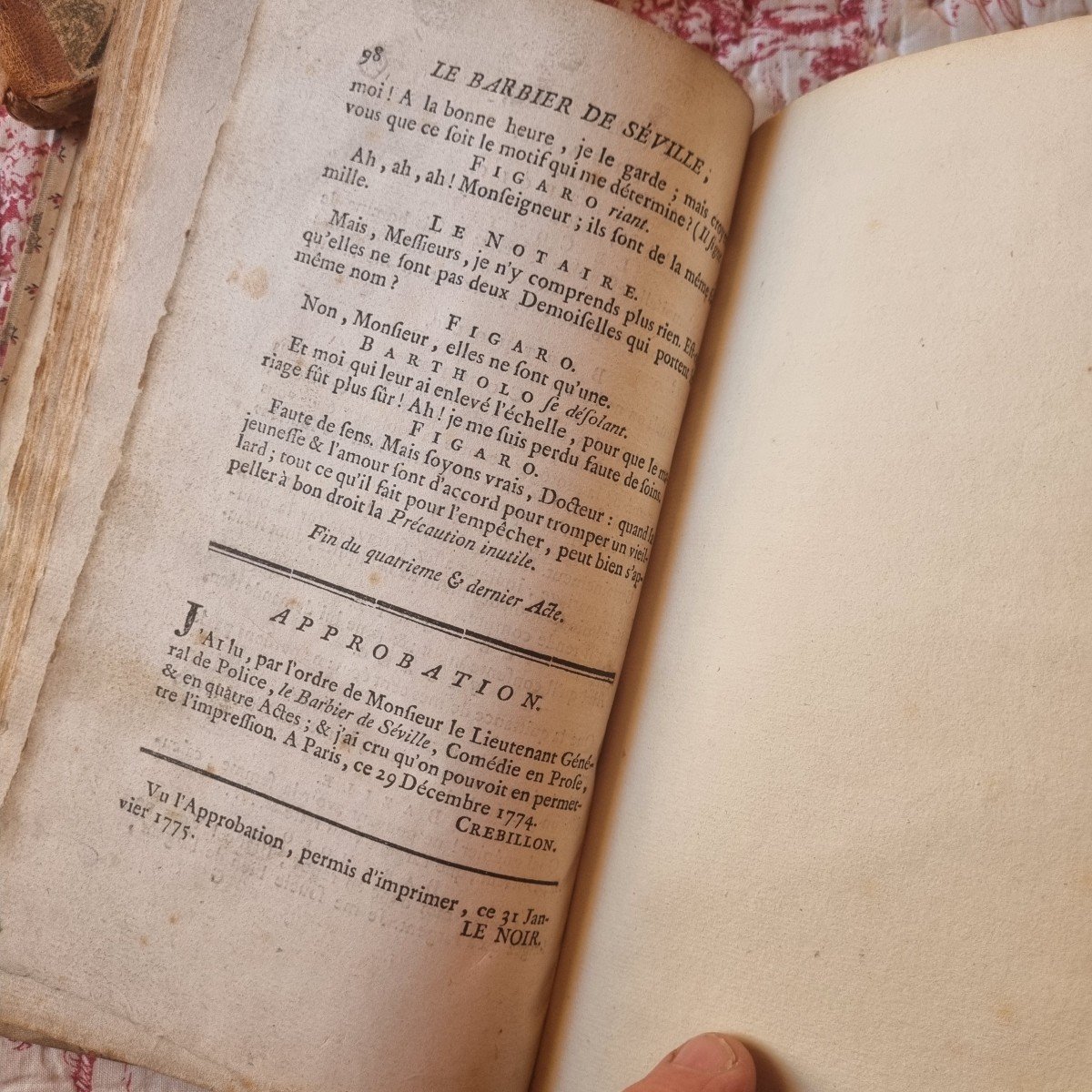Beaumarchais The Barber Of Seville 1776 18th Old Book-photo-4