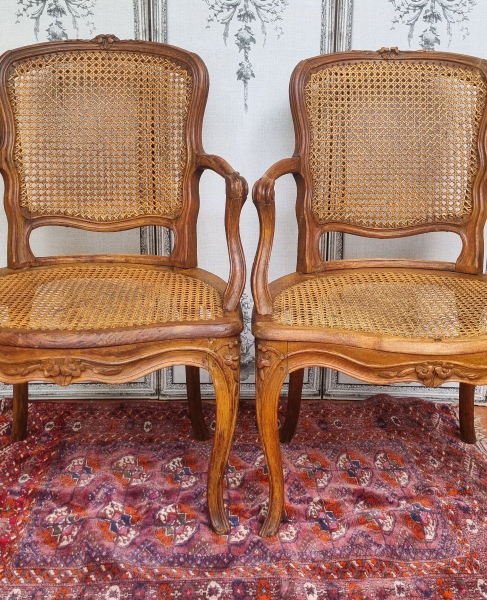 Pair Of Louis XV Armchairs Stamped Antoine Bonnemain Stamped Cannés