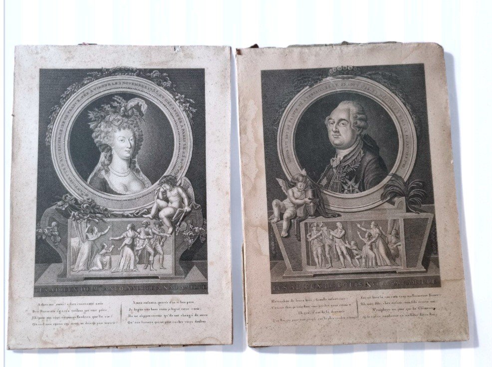 LOUIS XVI MARIE ANTOINETTE LES,ADIEUX RARES GRAVURES FIN XVIII DEBUT XIXe SOUVENIR ROYALISTES-photo-2