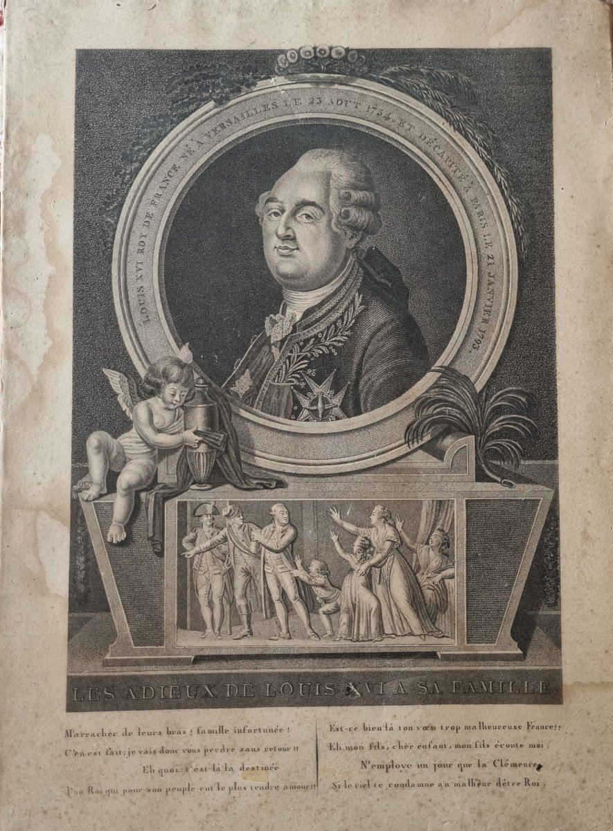 LOUIS XVI MARIE ANTOINETTE LES,ADIEUX RARES GRAVURES FIN XVIII DEBUT XIXe SOUVENIR ROYALISTES-photo-3