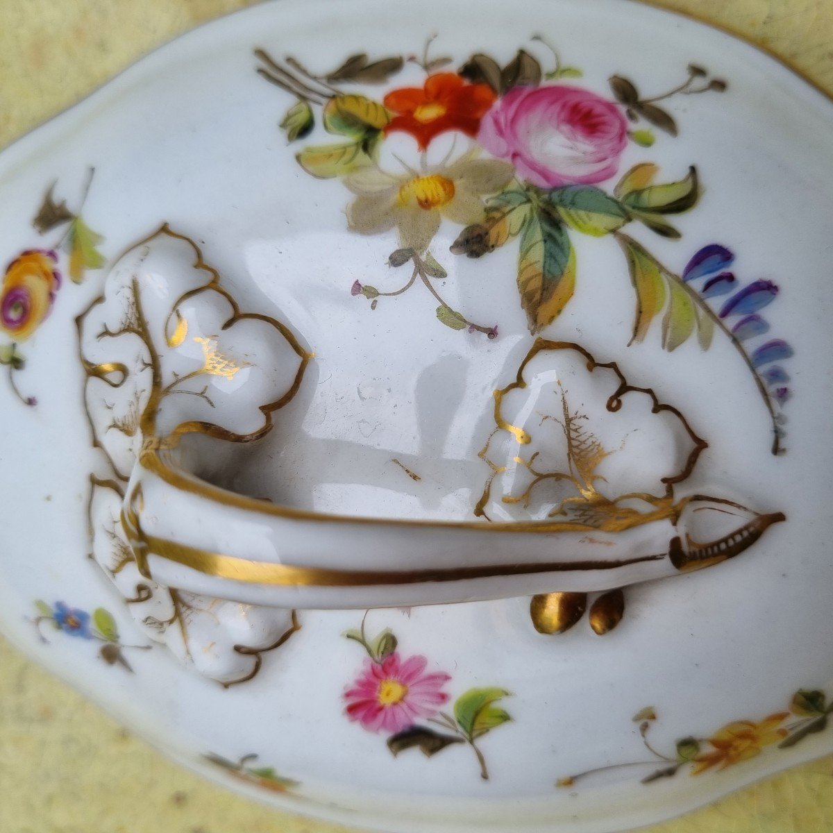 SUCRIER PORCELAINE DE PARIS PEINT A LA MAIN PARFAIT ETAT MILIEU XIXe-photo-2