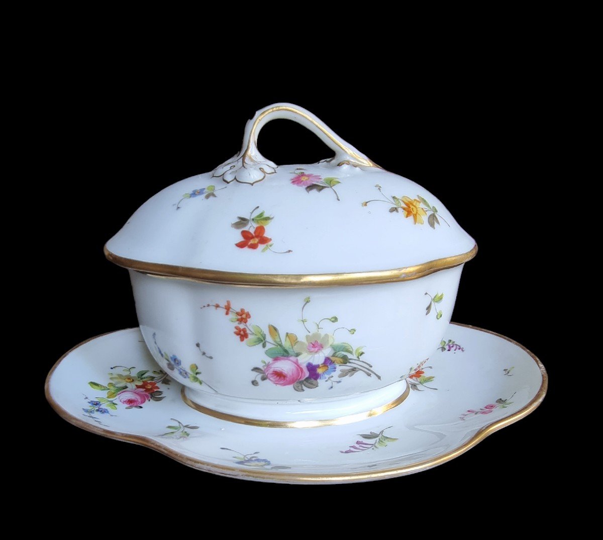 SUCRIER PORCELAINE DE PARIS PEINT A LA MAIN PARFAIT ETAT MILIEU XIXe-photo-4