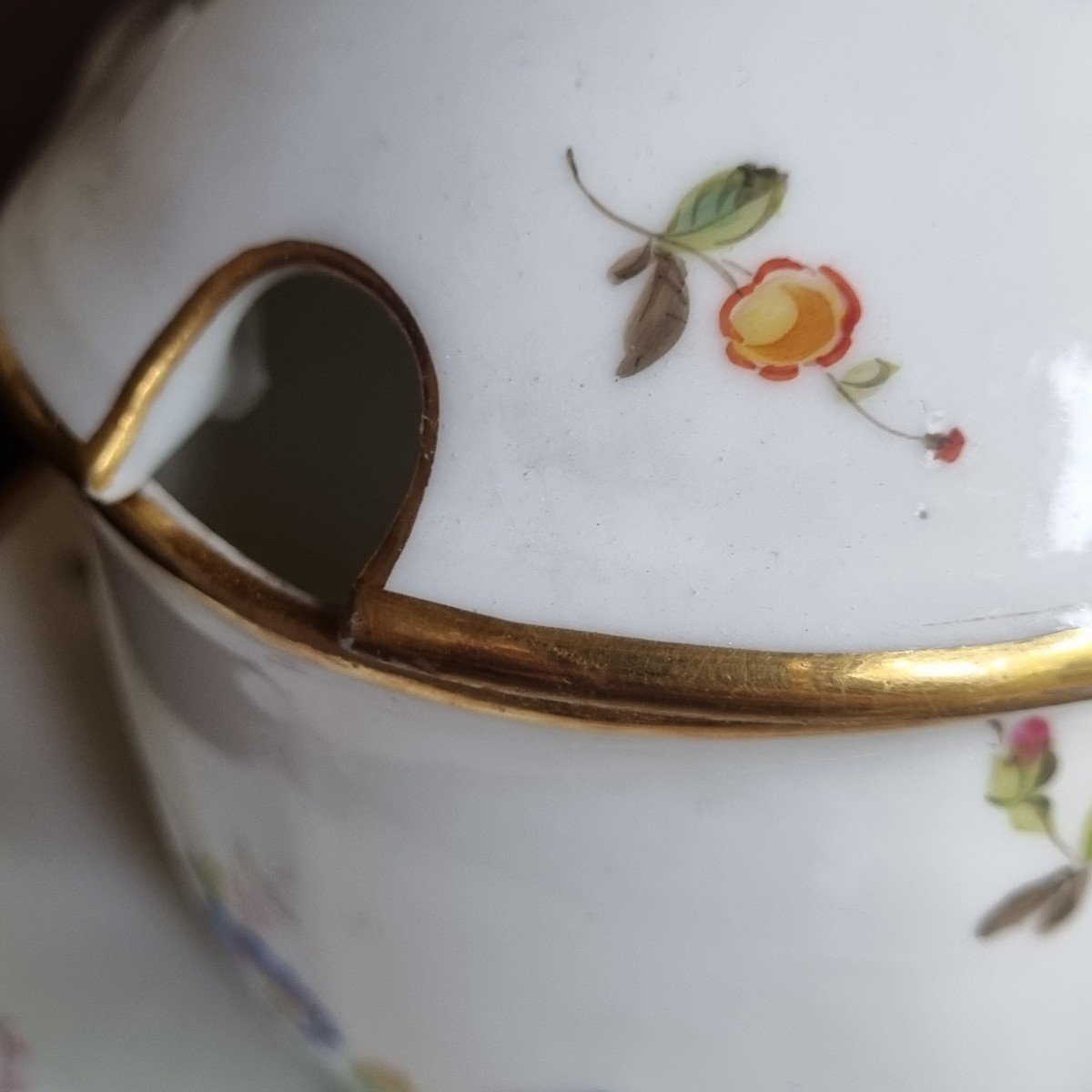 SUCRIER PORCELAINE DE PARIS PEINT A LA MAIN PARFAIT ETAT MILIEU XIXe-photo-2