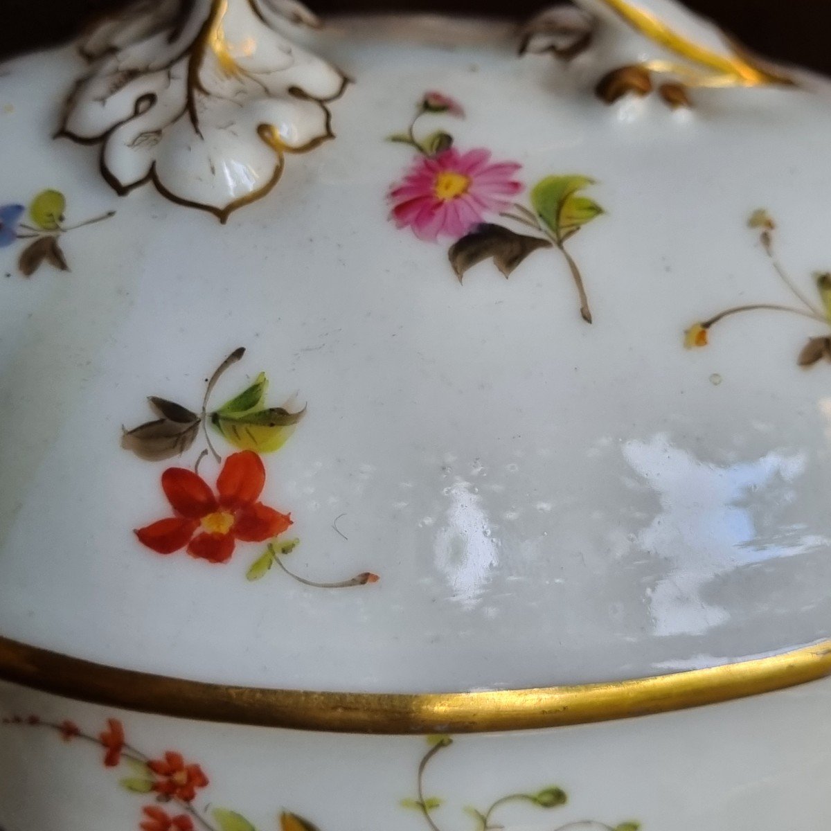 SUCRIER PORCELAINE DE PARIS PEINT A LA MAIN PARFAIT ETAT MILIEU XIXe-photo-3