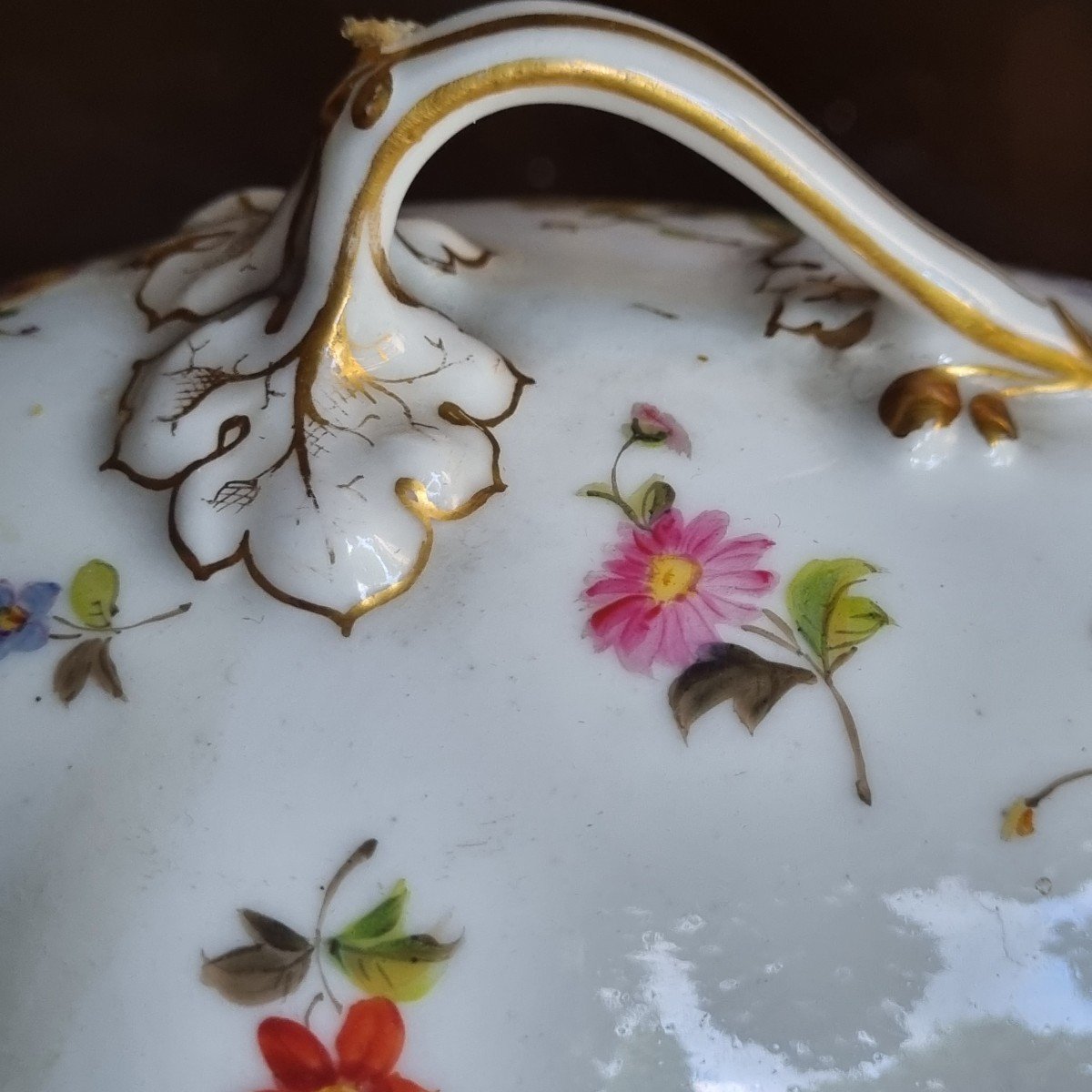 SUCRIER PORCELAINE DE PARIS PEINT A LA MAIN PARFAIT ETAT MILIEU XIXe-photo-4
