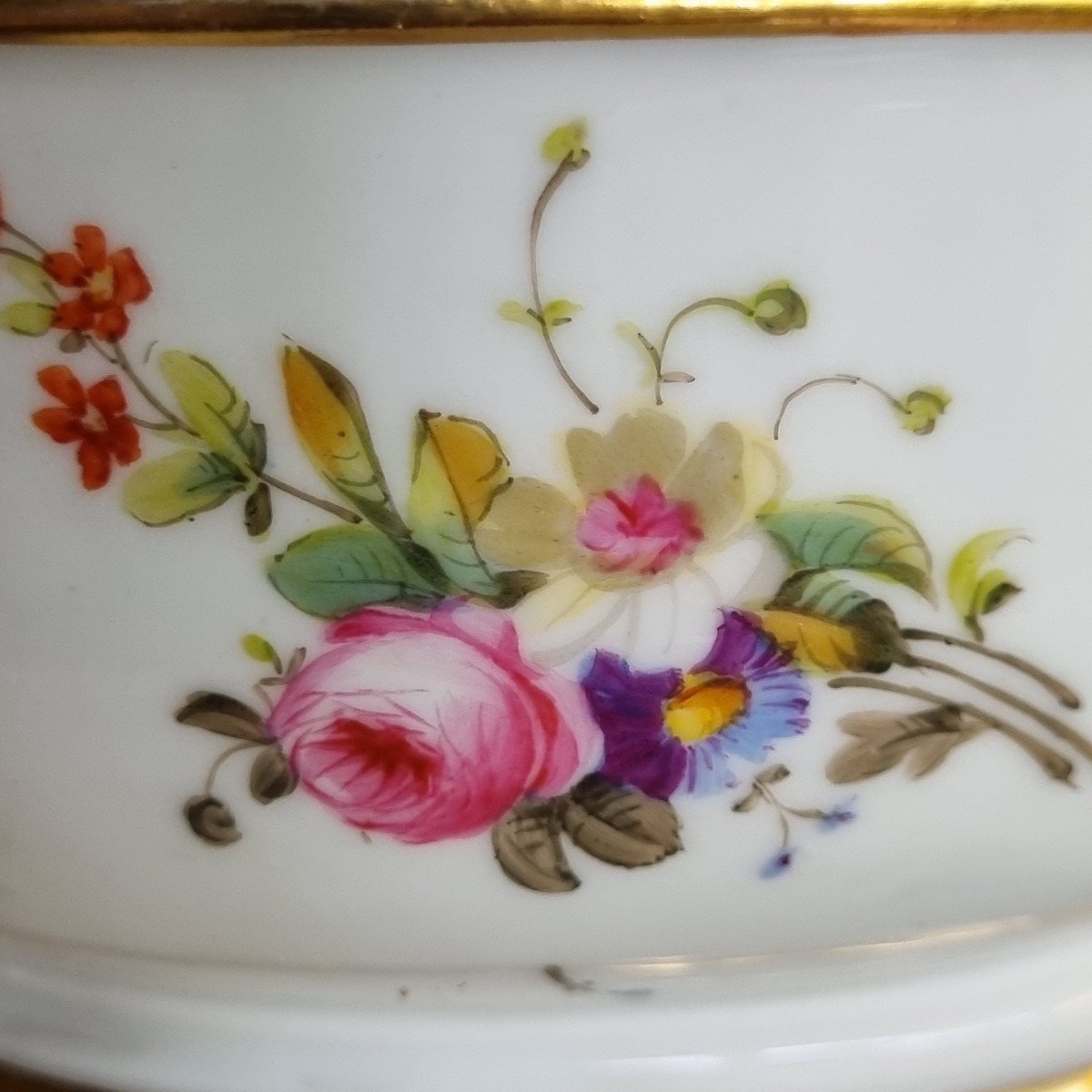 SUCRIER PORCELAINE DE PARIS PEINT A LA MAIN PARFAIT ETAT MILIEU XIXe-photo-5