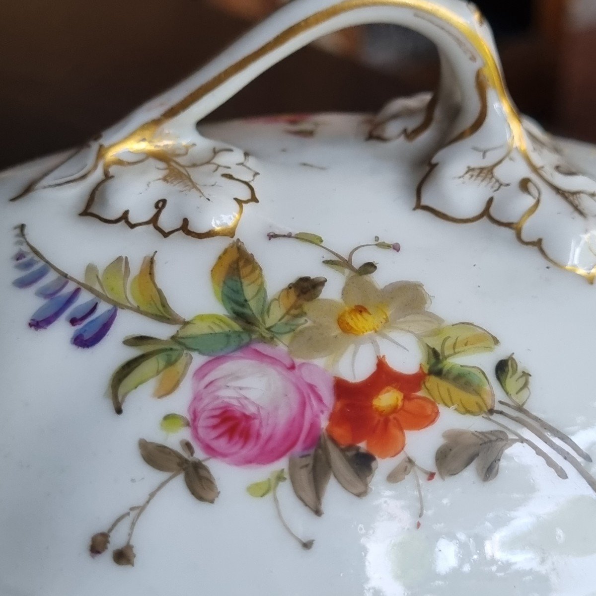 SUCRIER PORCELAINE DE PARIS PEINT A LA MAIN PARFAIT ETAT MILIEU XIXe-photo-6