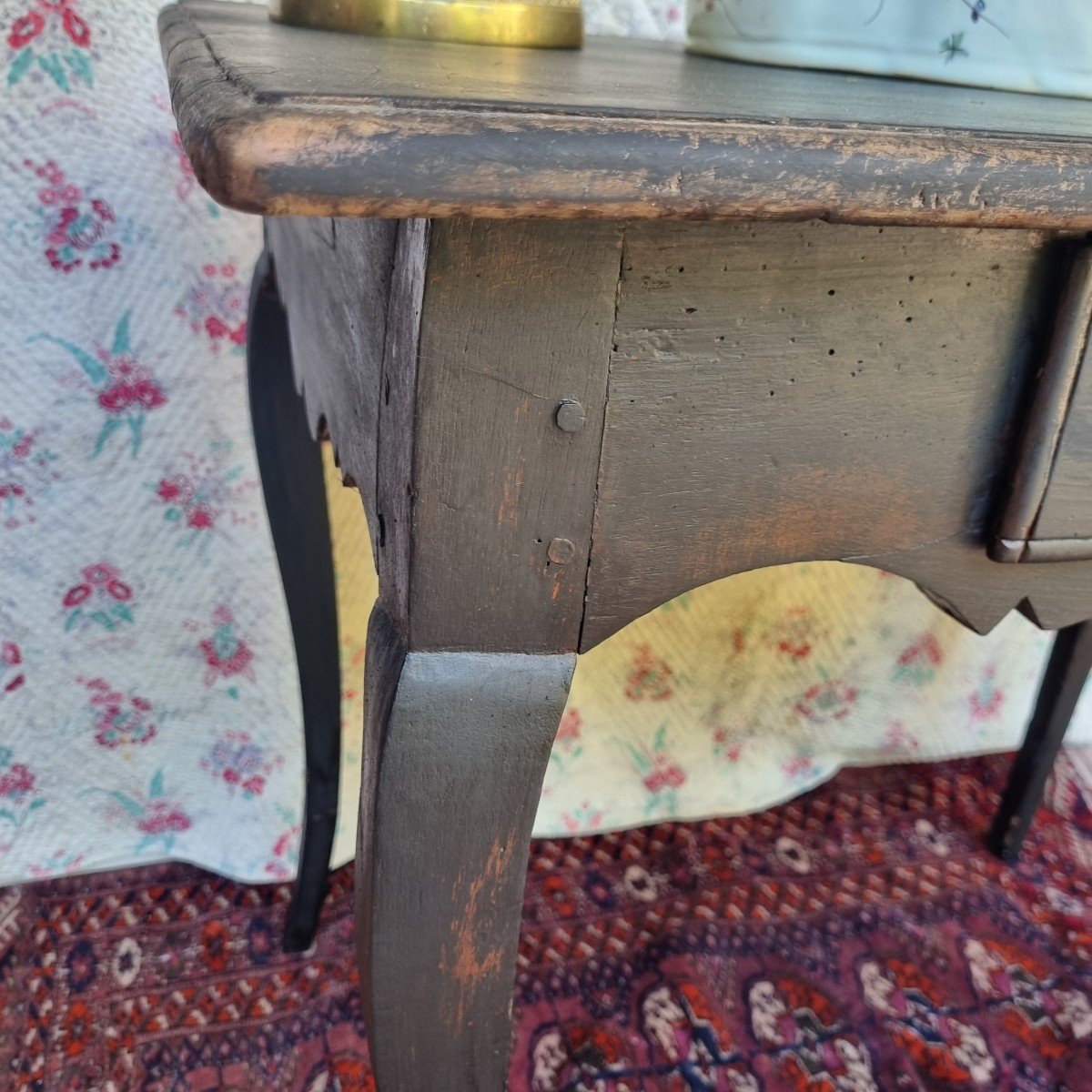 Small Louis XV Period Writing Table Or Side Table 18th Century In Blackened Wood-photo-3
