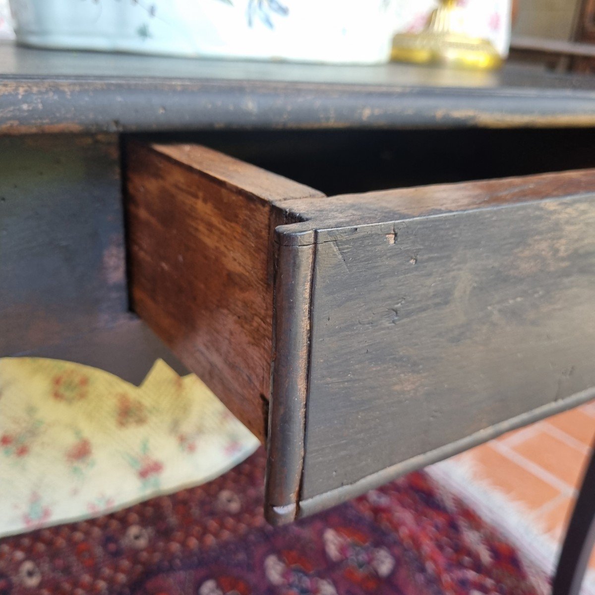 Small Louis XV Period Writing Table Or Side Table 18th Century In Blackened Wood-photo-5