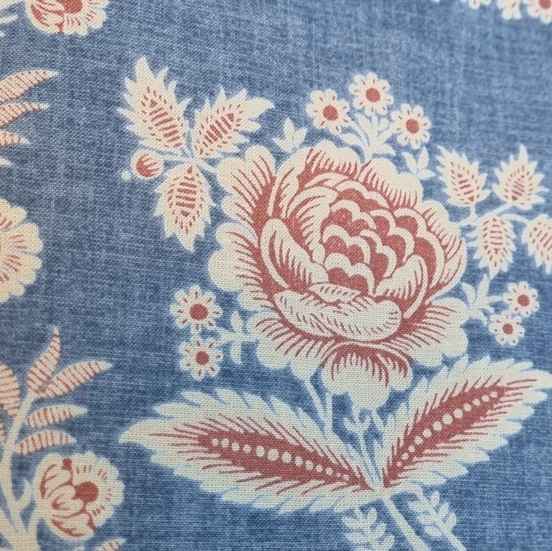 Roll Of Fabric 17 Meters Louis XVI Style Roland Sigrist Vivarais Indiennes De Jouy Indigo -photo-1