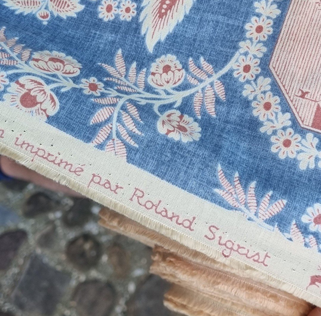 Roll Of Fabric 17 Meters Louis XVI Style Roland Sigrist Vivarais Indiennes De Jouy Indigo -photo-2