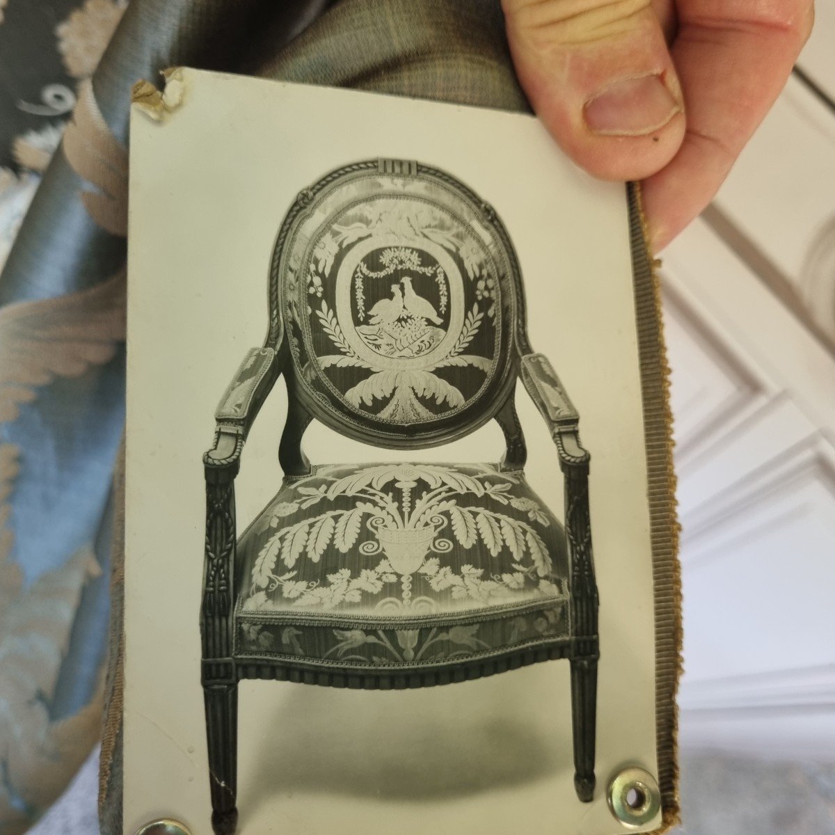 PANNEAU LAMPAS DE SOIE LOUIS XVI FAUTEUIL TENTURE TASSINARI ?-photo-3