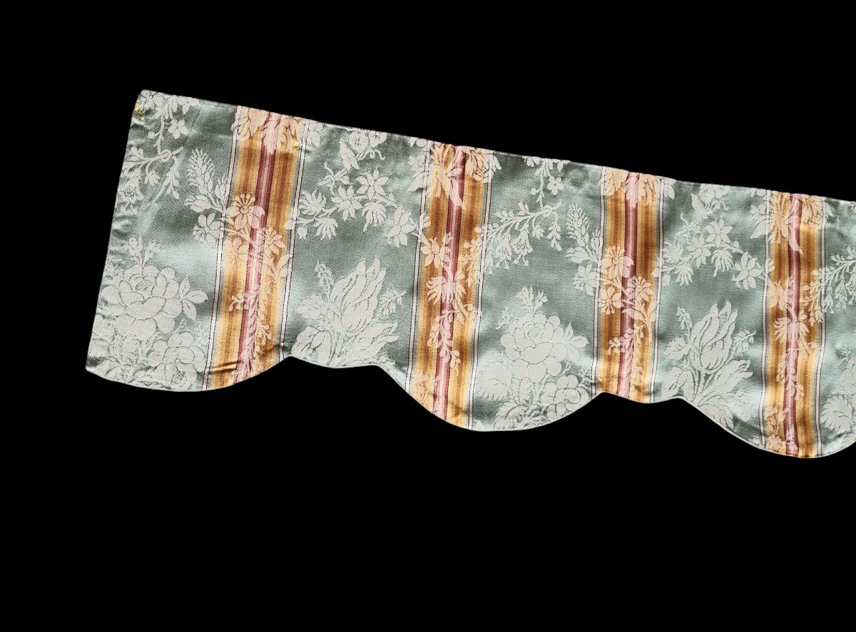 CANTONNIÈRE LAMBREQUIN  PENTE LAMPAS SOIE STYLE  LOUIS XVI  190X 22 CM-photo-2